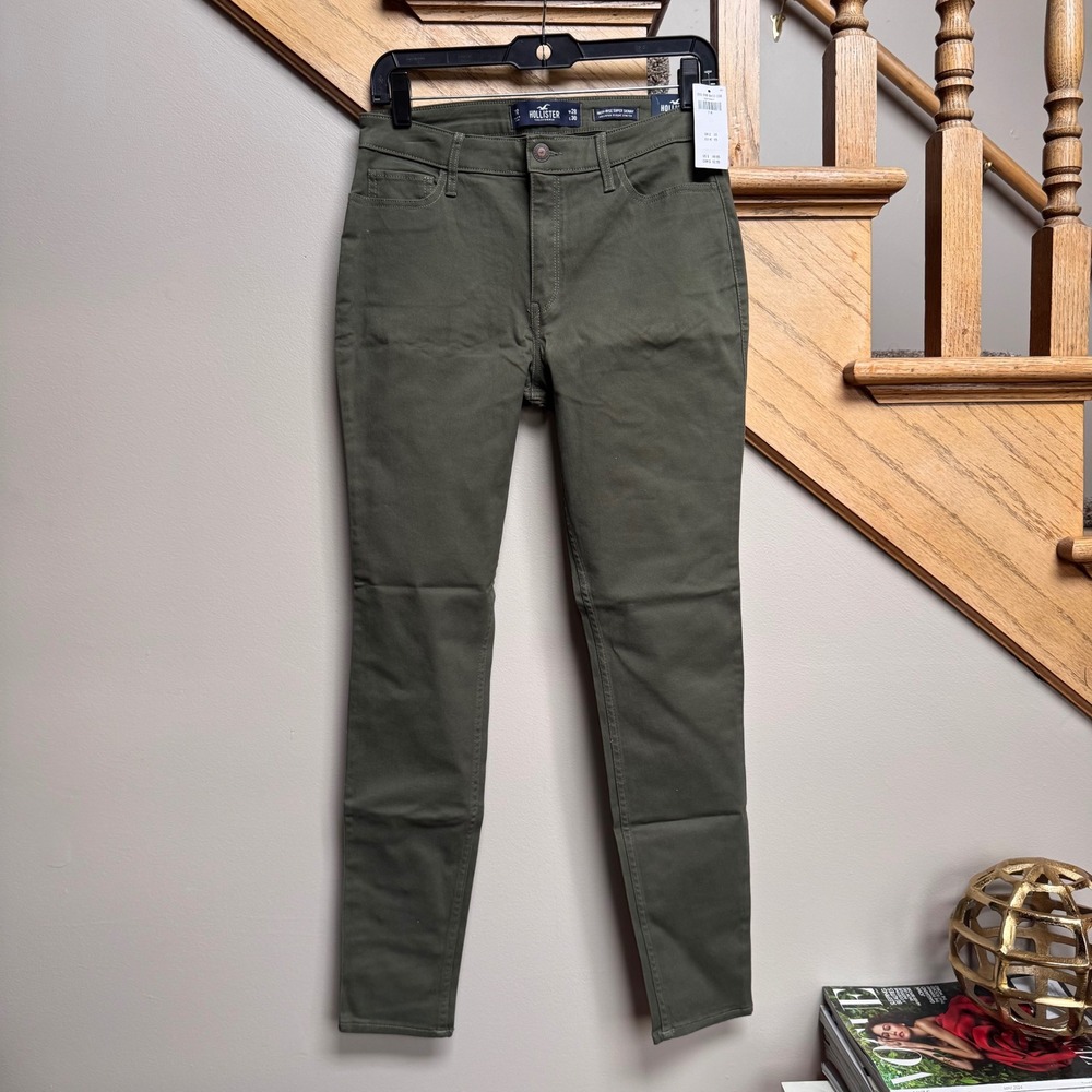 NWT Hollister High Rise Super Skinny Jeans‎ Olive Army Green 28x30 Stretchy Y2K